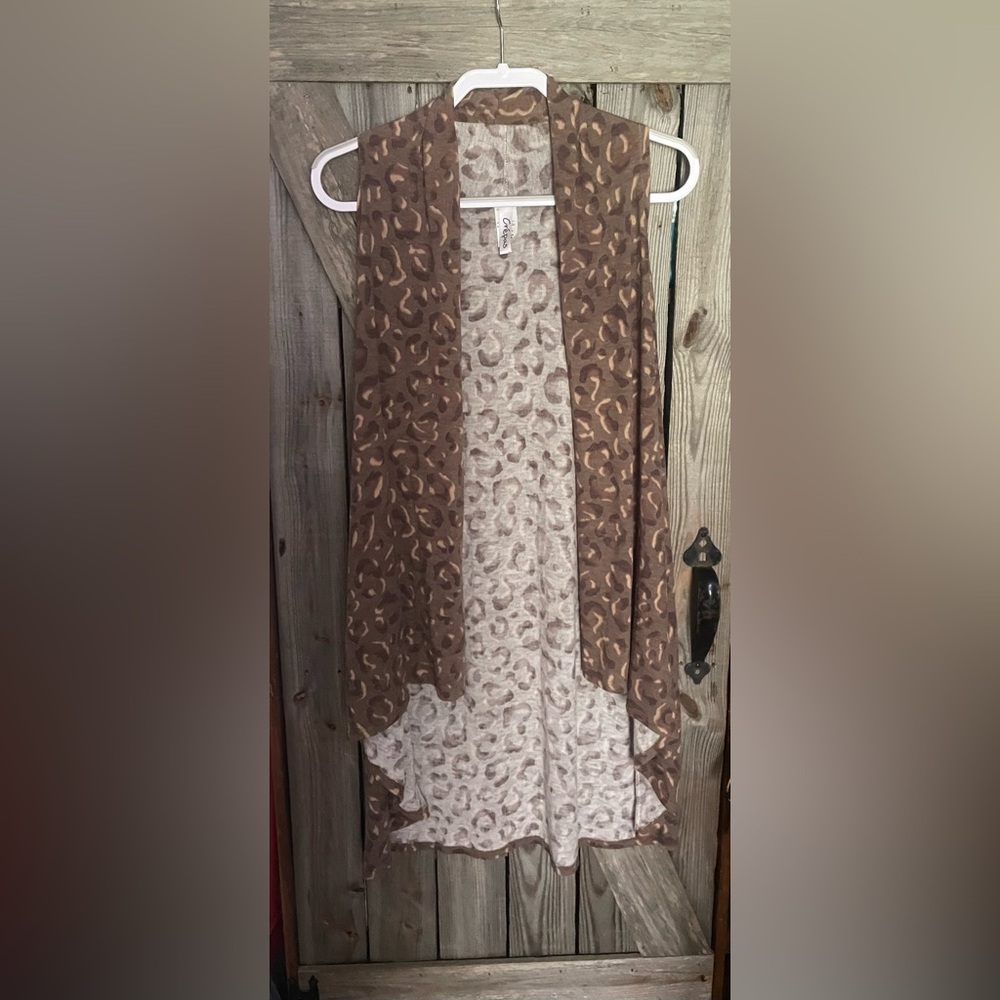 Leopard Print Brown Cardigan